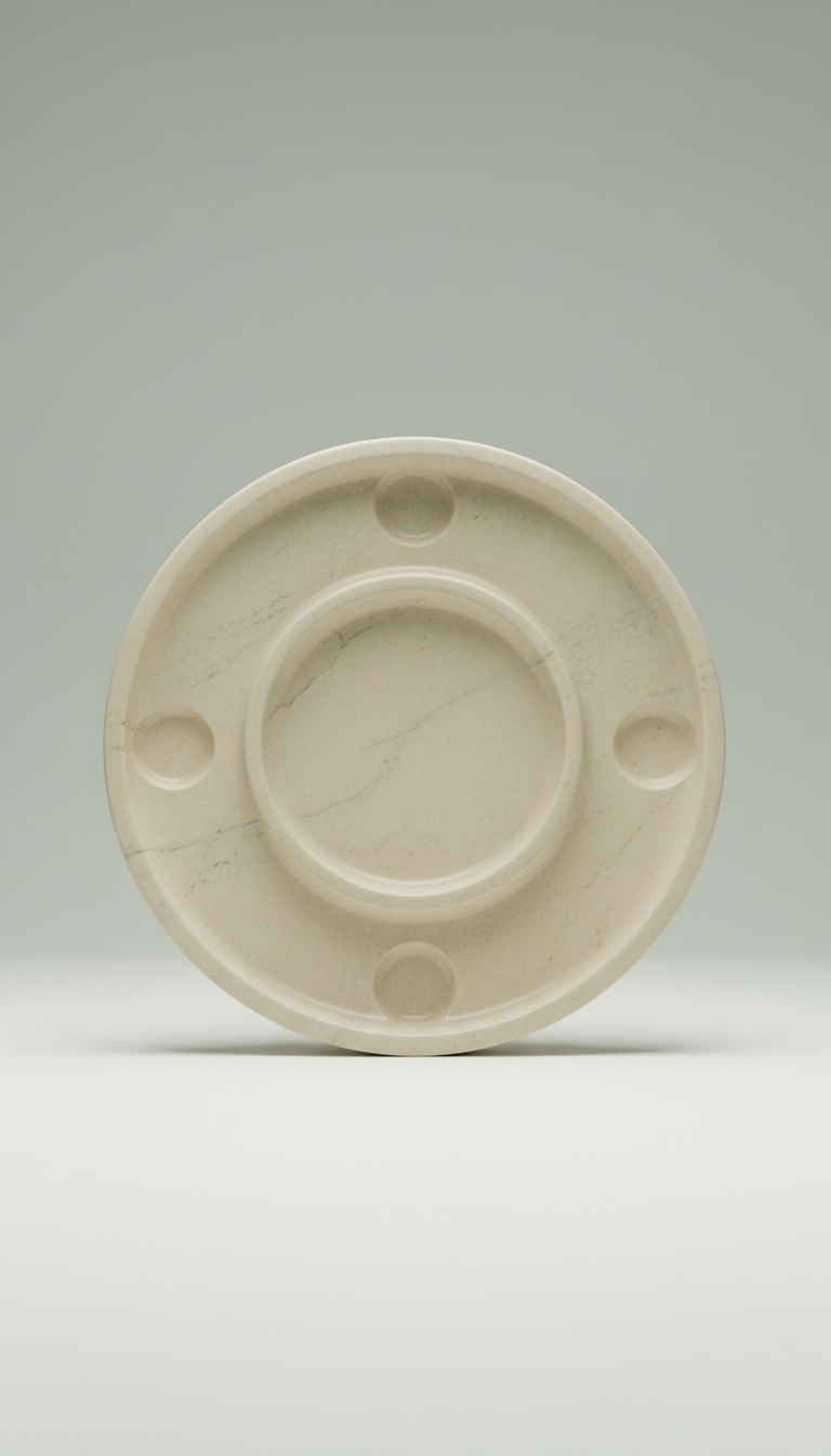 White Marble Puja Tray with Inlay