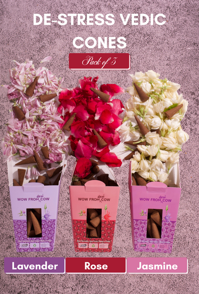 Destress Vedic Cones (Pack of 3) - Lavender, Rose, Jasmine