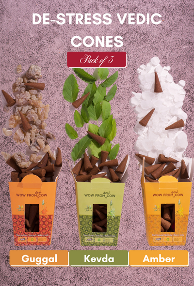 Destress Vedic Cones (Pack of 3) - Guggal, Kevda, Amber