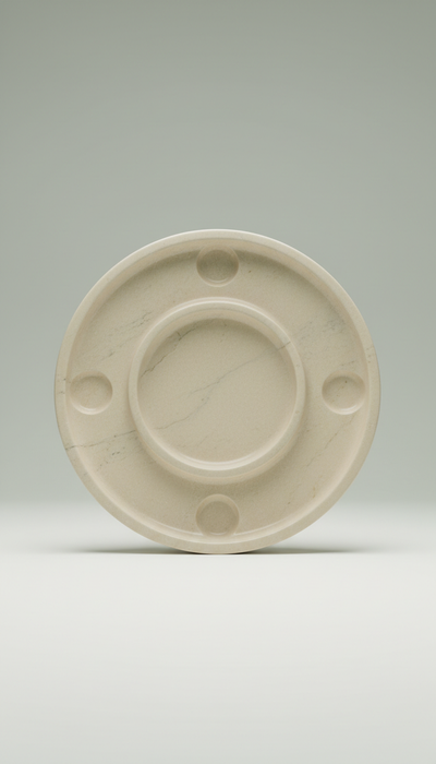 White Marble Puja Tray with Inlay