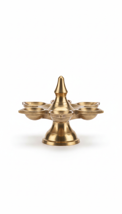 Brass Diya with Hand-Carved Rim